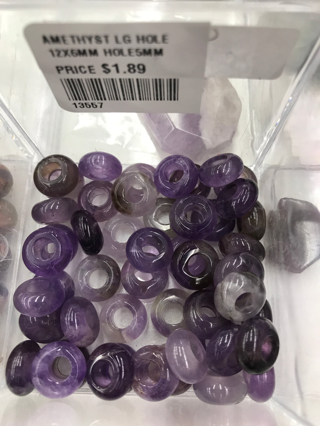 AMETHYST LG HOLE BEAD 12X6MM