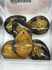 TIGER EYE PENDANT DROP HAMSA