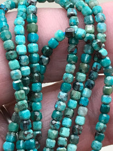 CHRYSOCOLLA 2.5X2.5X2.5MM FACETED CUBE