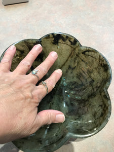 LABRADORITE BOWL LARGE FLOWER
