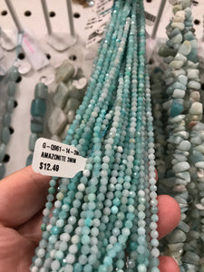 AMAZONITE FACETED BEADS 3MM
