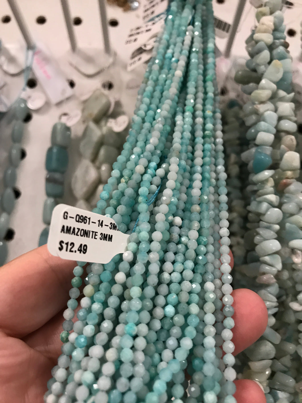 AMAZONITE FACETED BEADS 3MM