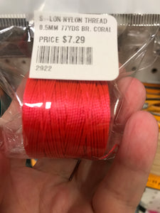 S-LON NYLON THREAD 0.5MM 77YDS BR. CORAL