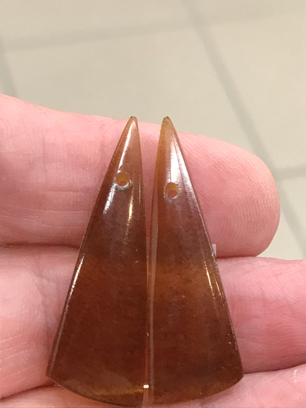 AMBER EARRING CABOCHON SET 36MM