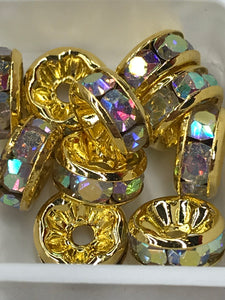 BRASS RHINESTONE SPACER 8MM