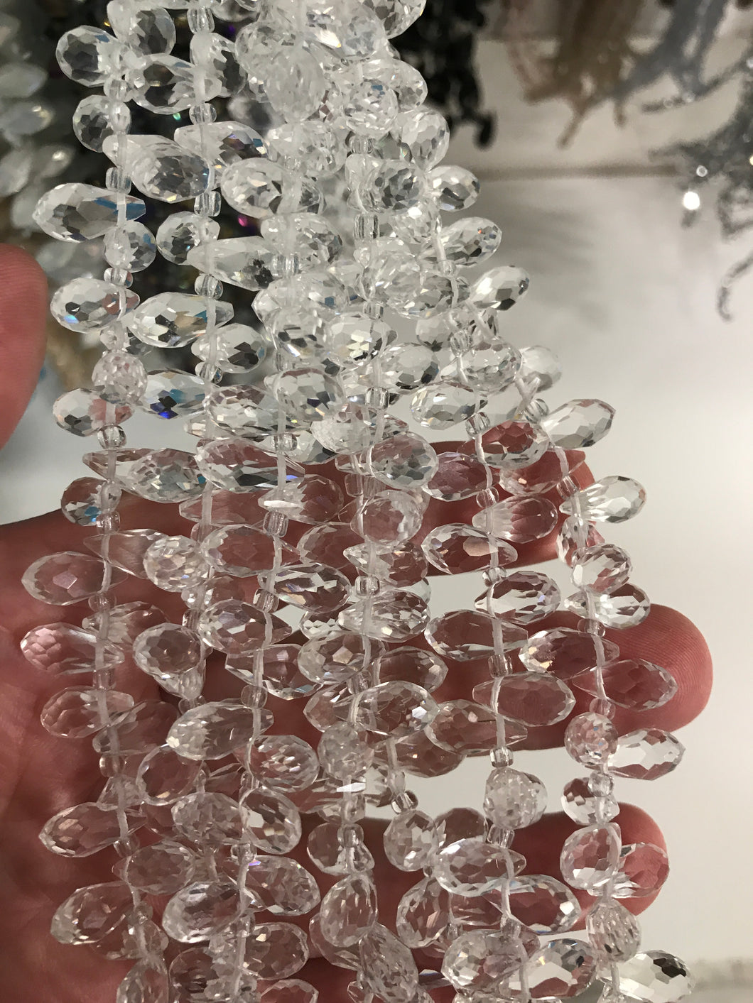 FACETED GLASS BRIOLETTE CLEAR