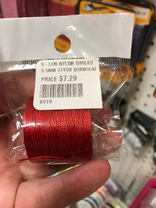 S-LON NYLON THREAD 0.5MM 77YDS SHANGHAI RED