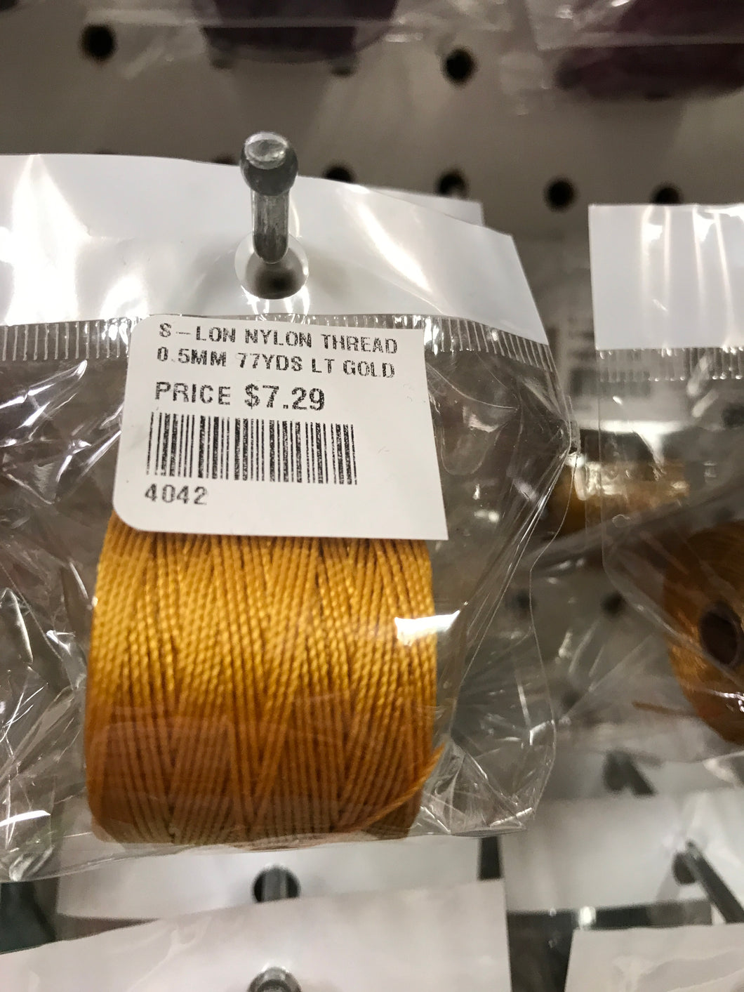 S-LON NYLON THREAD 0.5MM 77YDS LT GOLD