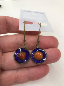 CARNELIAN EARRING PURPLE RESIN