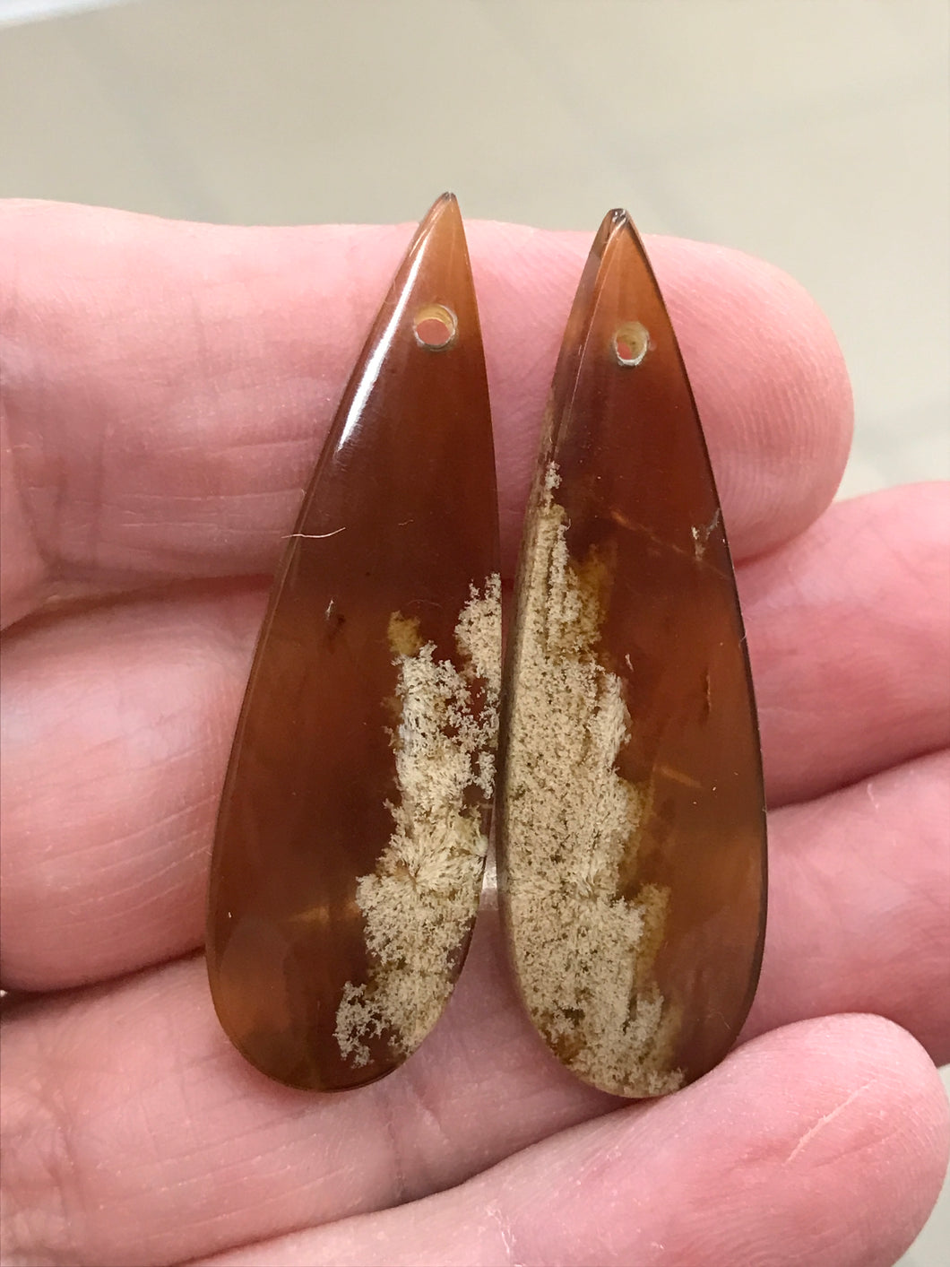 AMBER EARRING CABOCHON SET 43MM