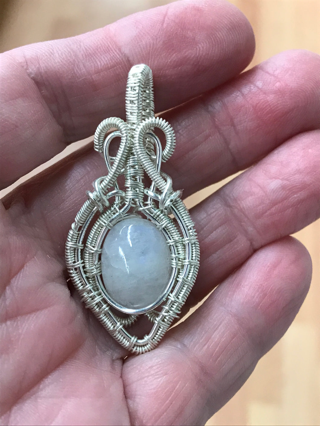 WIRE WRAPPED MOONSTONE PENDANT