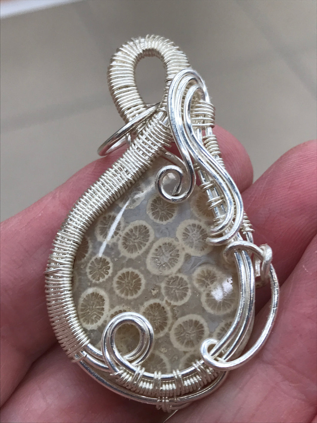CORAL FOSSIL STONE PENDANT