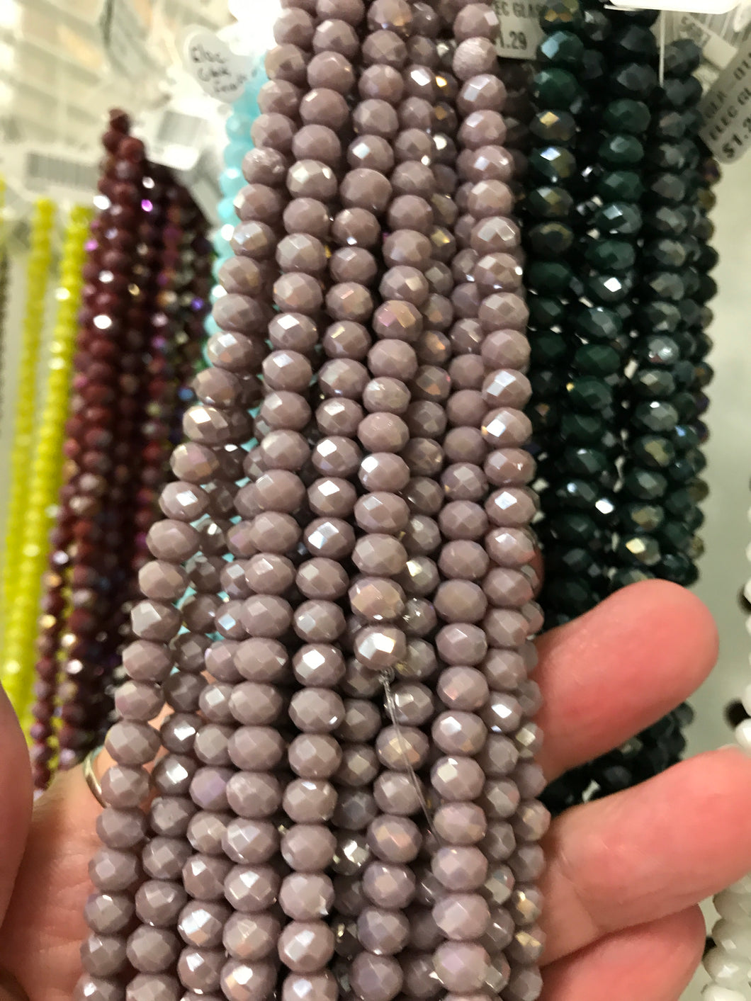ELECTROPLATED GLASS FACETED MAUVE AB