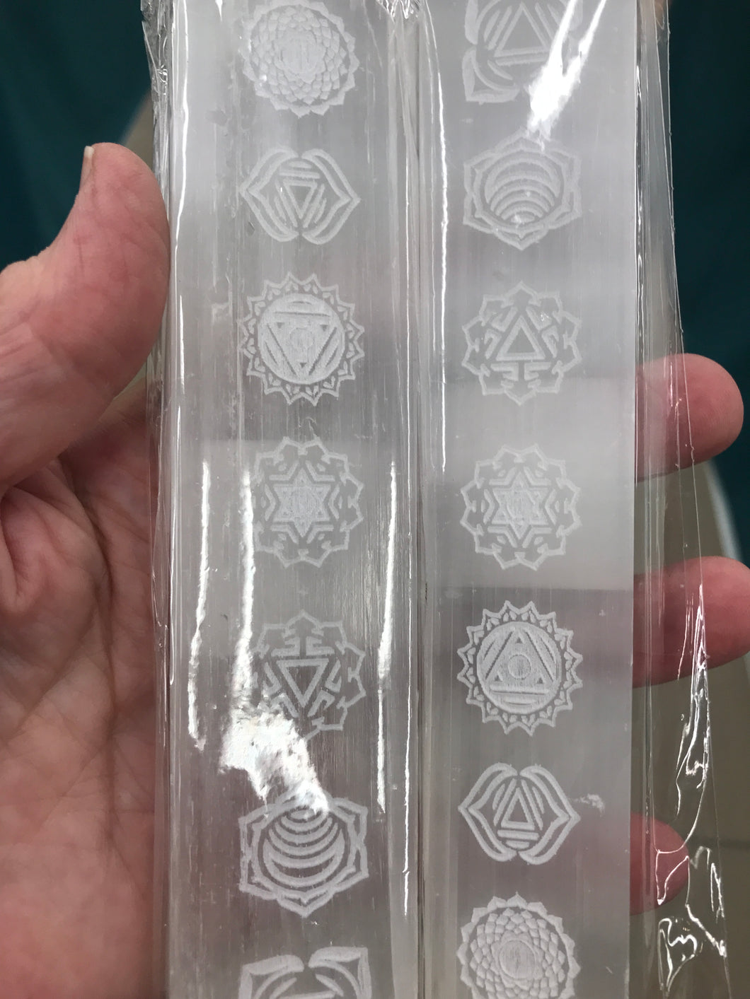 SELENITE ENGRAVED STICK