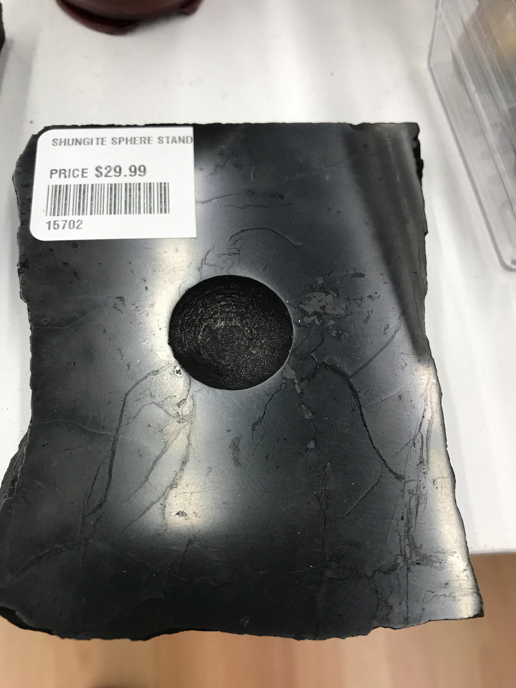 SHUNGITE SLAB SPHERE STAND