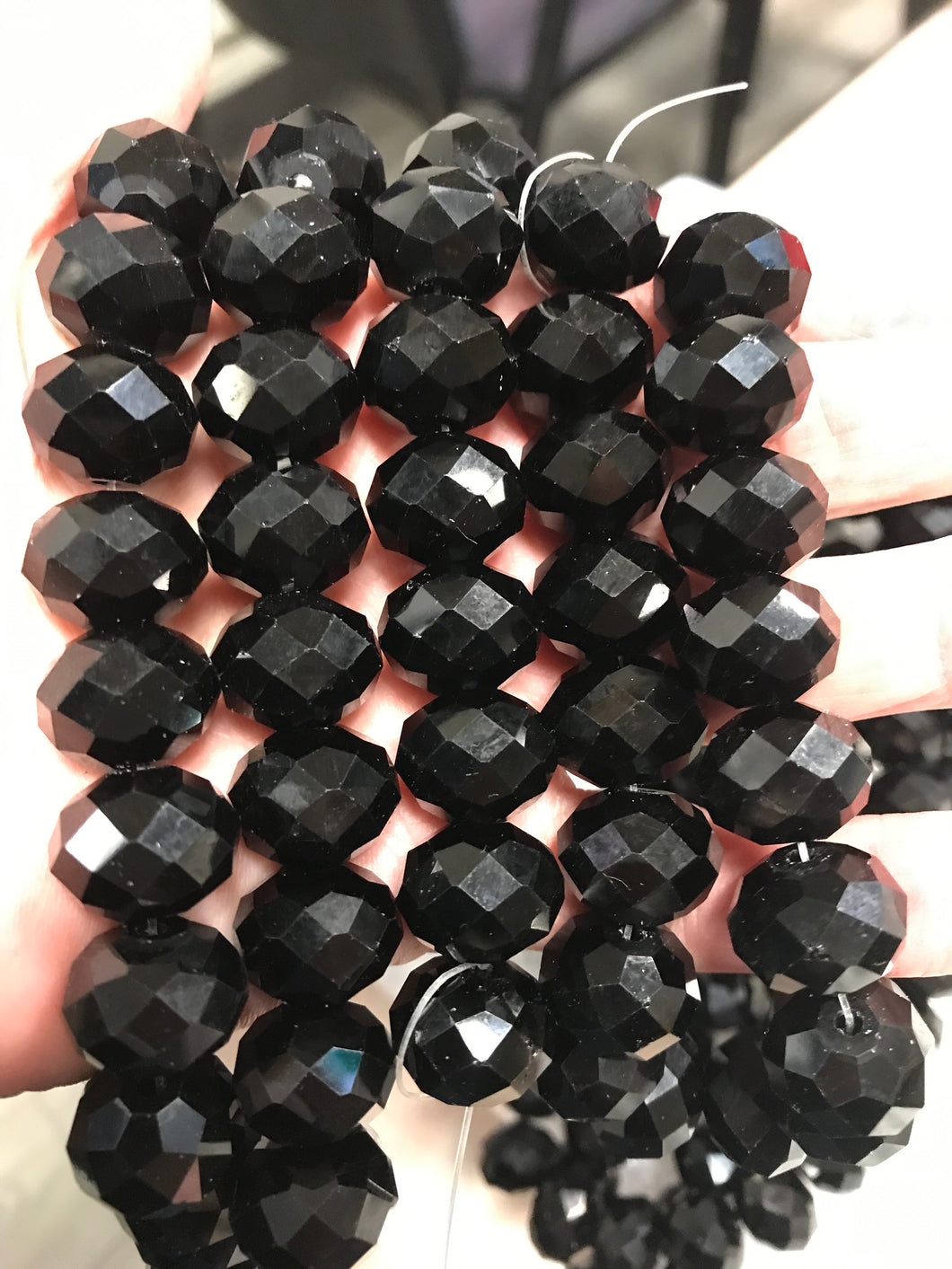 FACETED GLASS RONDELLE 16X12MM