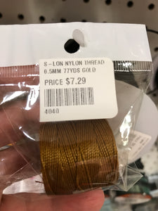 S-LON NYLON THREAD 0.5MM 77YDS GOLD