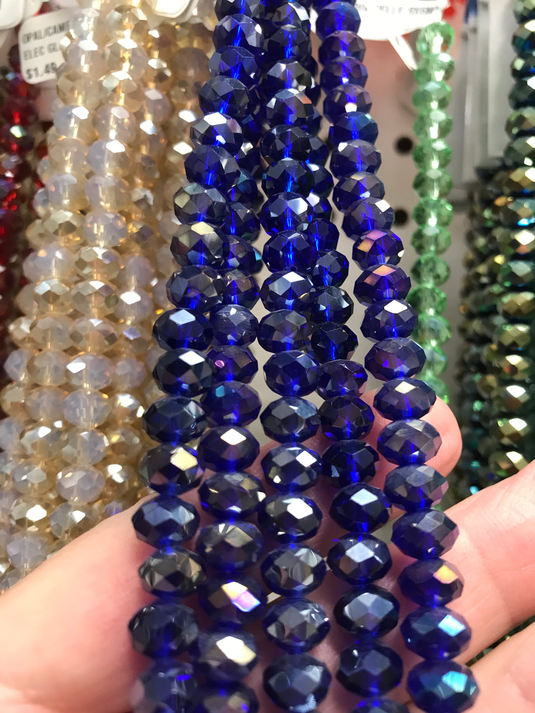 ELECTROPLATED GLASS FACETED RONDELLE