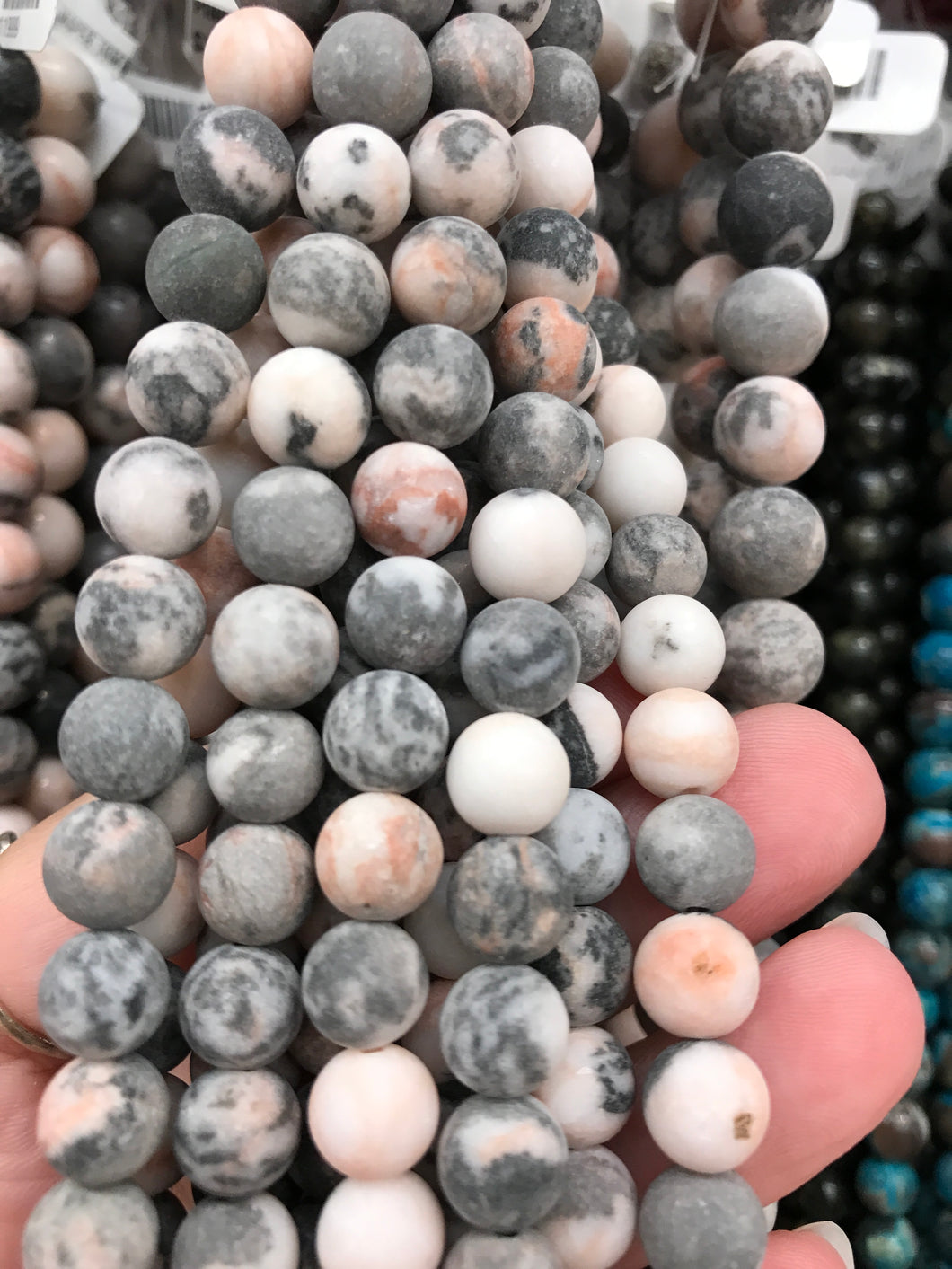 PINK ZEBRA JASPER 8MM MATTE