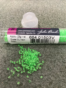 CZECH SEED BEAD 11/0 CRYSTAL C/L NEON GREEN 01503