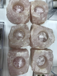 ROSE QUARTZ CANDLE HOLDER