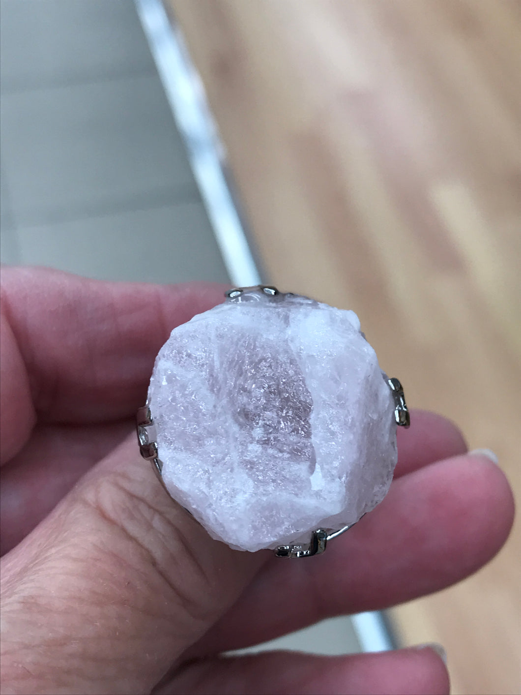 ROSE QUARTZ BRASS RING