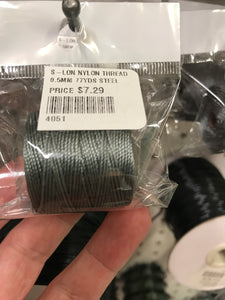 S-LON NYLON THREAD 0.5MM 77YDS STEEL