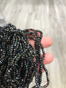 ELECTROPLATE GLASS FACETED BLACK