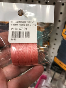 S-LON NYLON THREAD 0.5MM 77YDS CORAL PINK