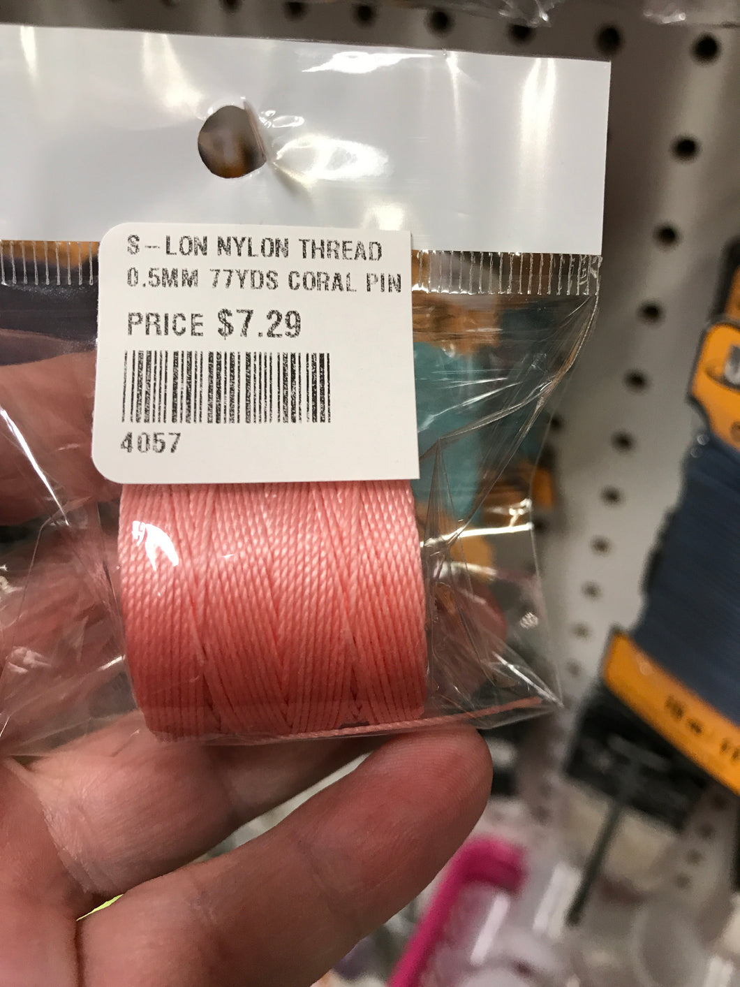 S-LON NYLON THREAD 0.5MM 77YDS CORAL PINK