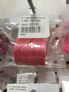 S-LON NYLON THREAD 0.5MM 77YDS PINK