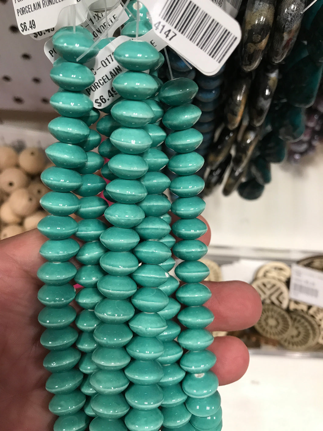 PORCELAIN RONDELLE MED AQUAMARINE