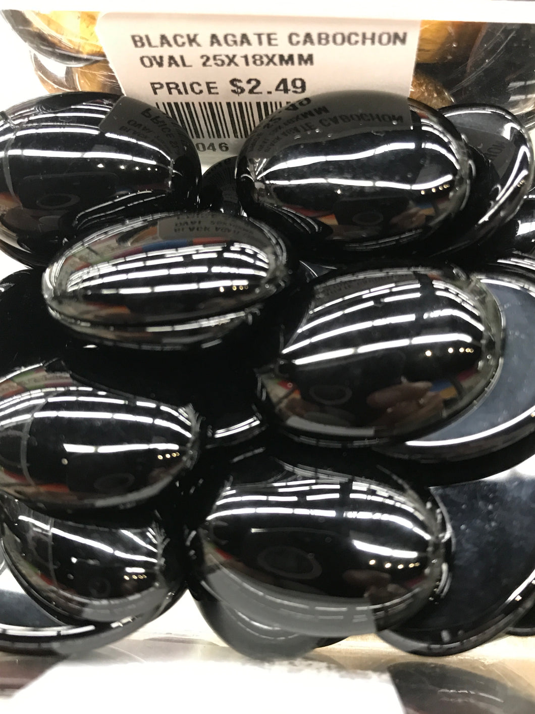 BLACK AGATE CABOCHON OVAL 25X18XMM