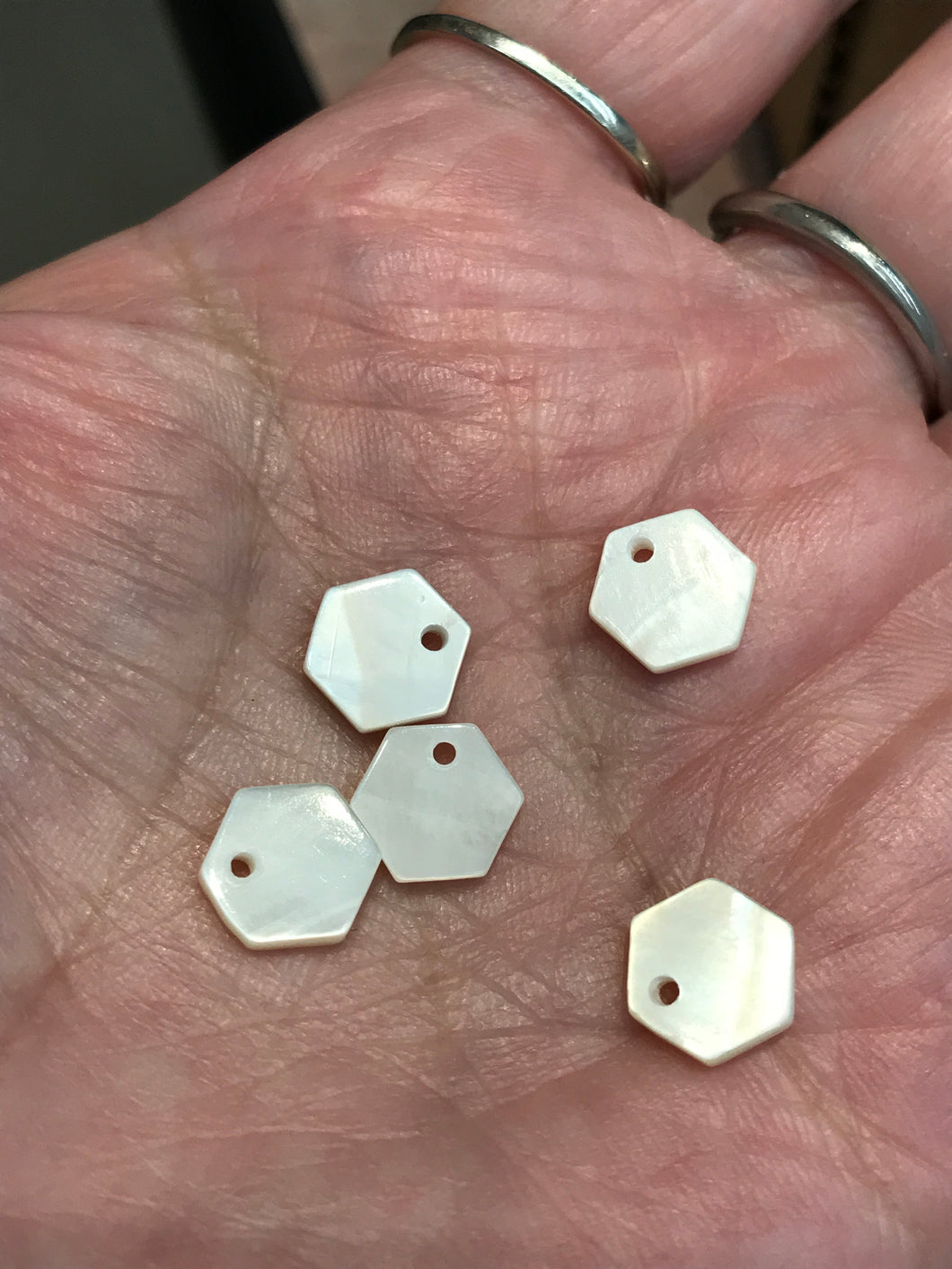 FRESHWATER SHELL HEXAGON CHARMS