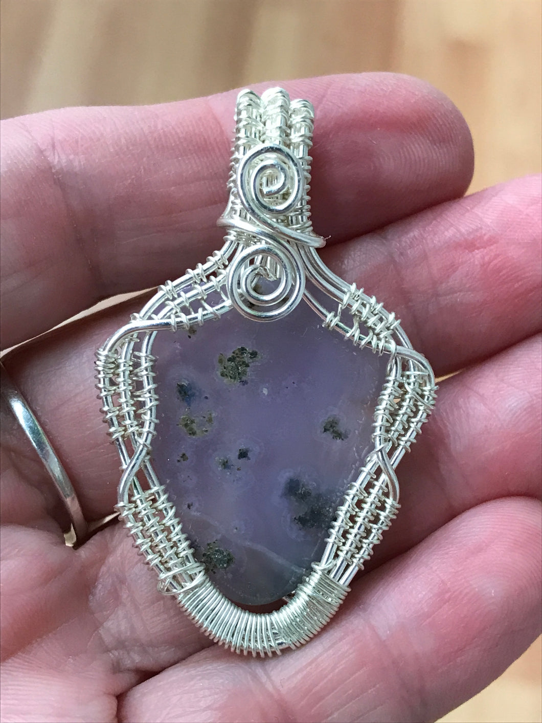 WIRE WRAPPED MOSS AGATE PENDANT