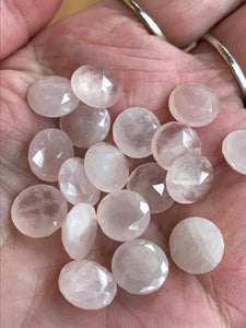 ROSE QUARTZ CABOCHON FACETED 10X4.5MM