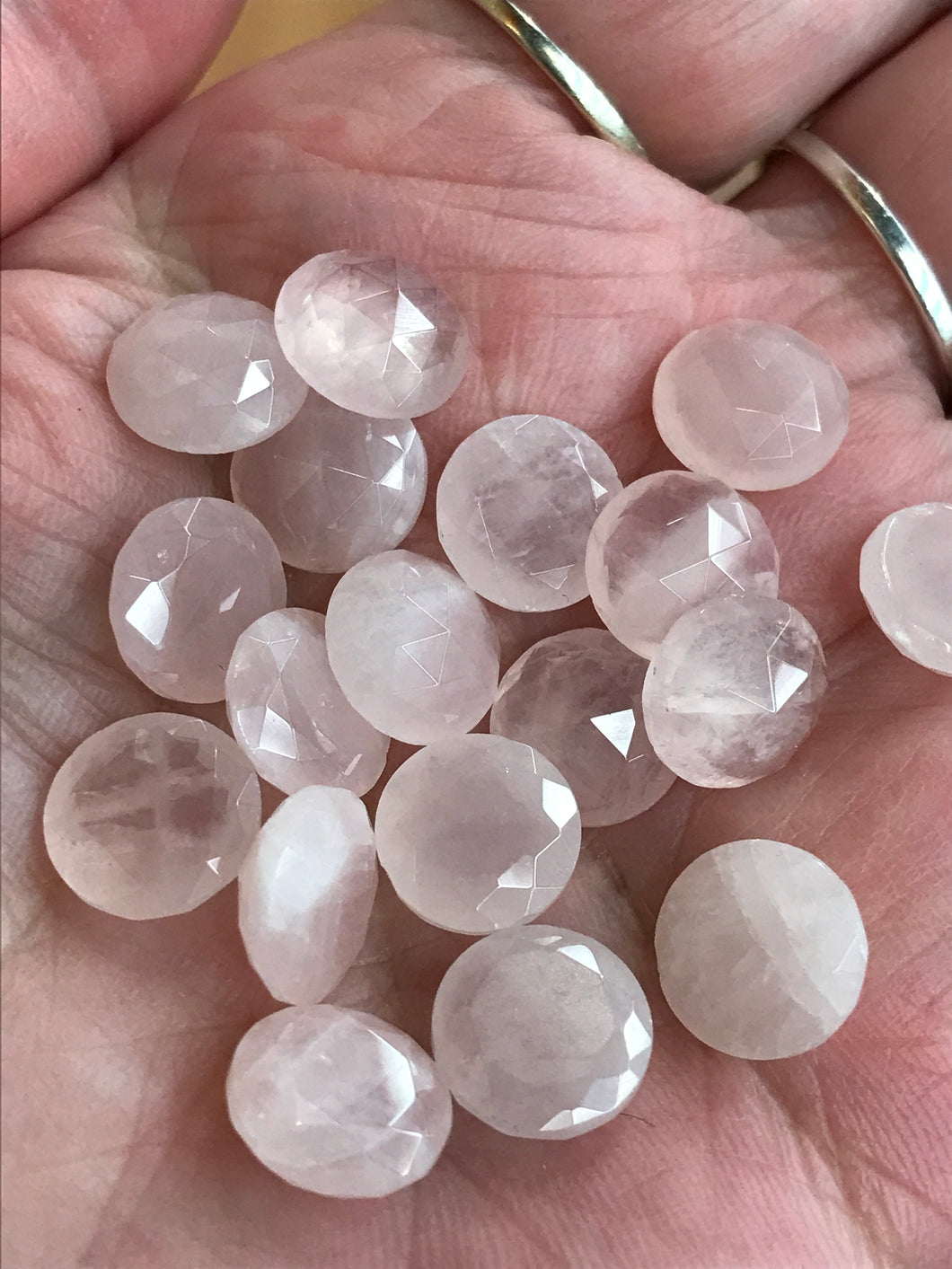 ROSE QUARTZ CABOCHON FACETED 10X4.5MM