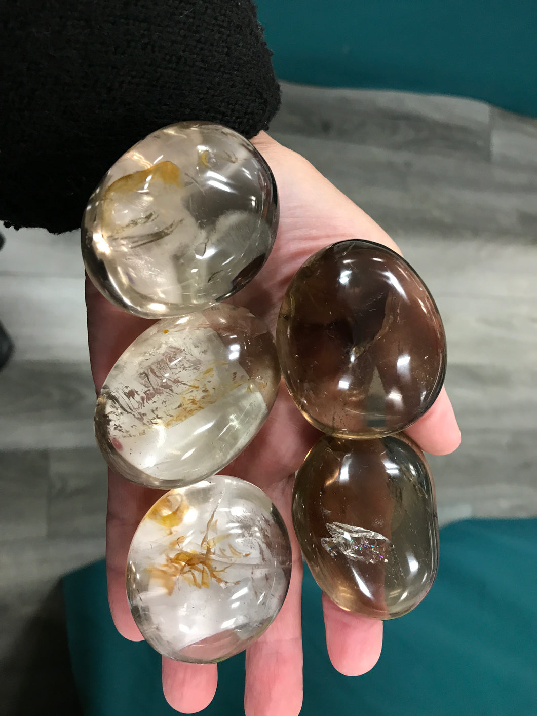 SMOKY QUARTZ GALLET/PALM STONE