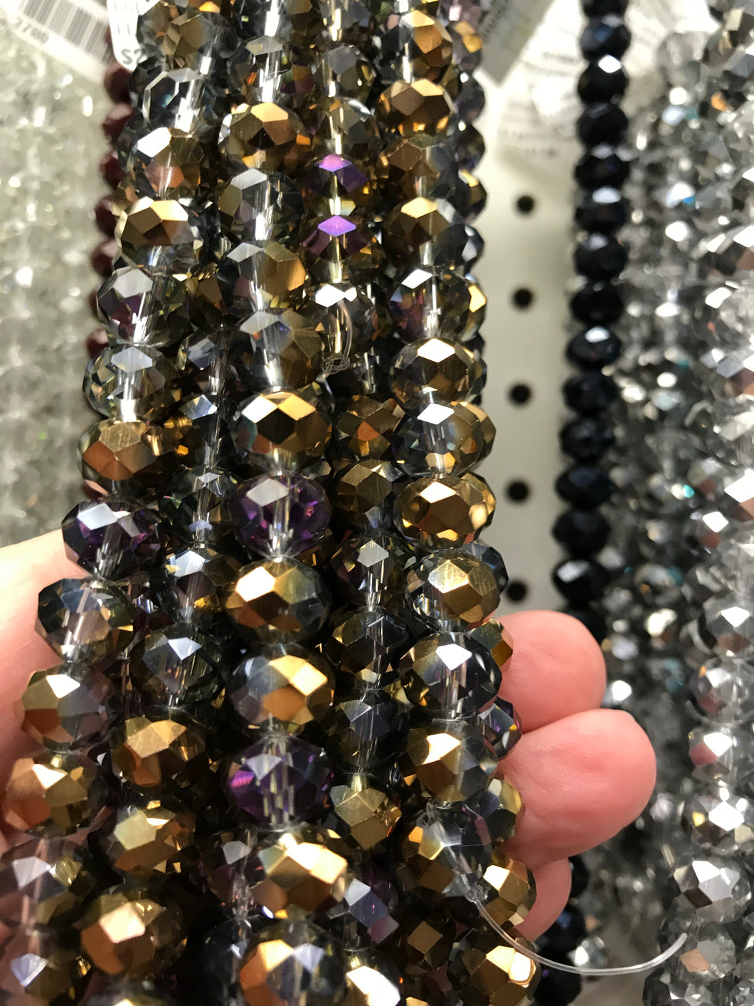 ELECTROPLATE GLASS FACETED PURPLE/GOLD