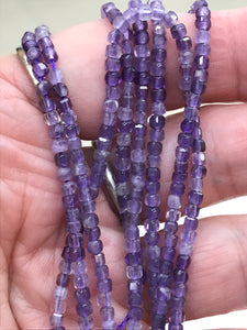 AMETHYST FACETED CUBE 2.5X2.5X2.5MM