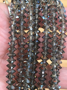 ELECTROPLATED GLASS FACETED BICONE 6X3.5MM