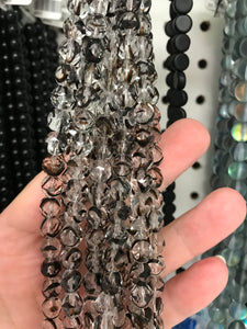 CZECH GLASS FACETED BEAD CLEAR/BLACK