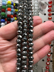 ELECTROPLATED GLASS FACETED RONDELLE