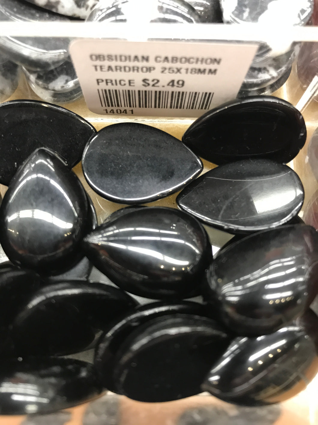 OBSIDIAN CABOCHON TEARDROP 25X18MM