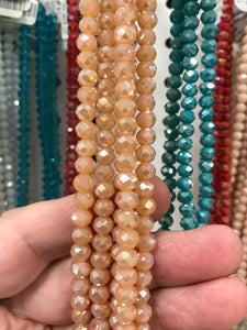 ELECTROPLATED GLASS FACETED PEACH AB