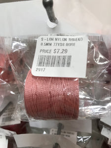 S-LON NYLON THREAD 0.5MM 77YDS ROSE