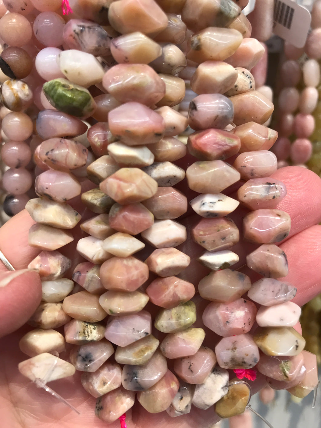 PINK OPAL FACETED NUGGET 9.5-11X6-7MM