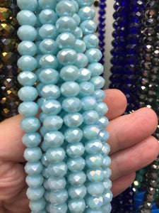ELECTROPLATE GLASS FACETED LIGHT CYAN