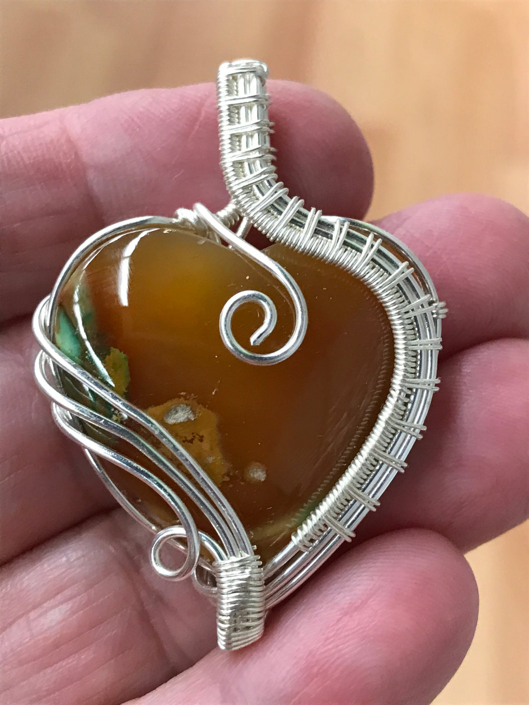 WIRE WRAPPED CARNELIAN PENDANT