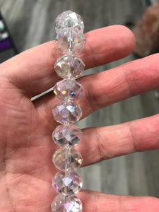 FACETED GLASS RONDELLE 14X10MM